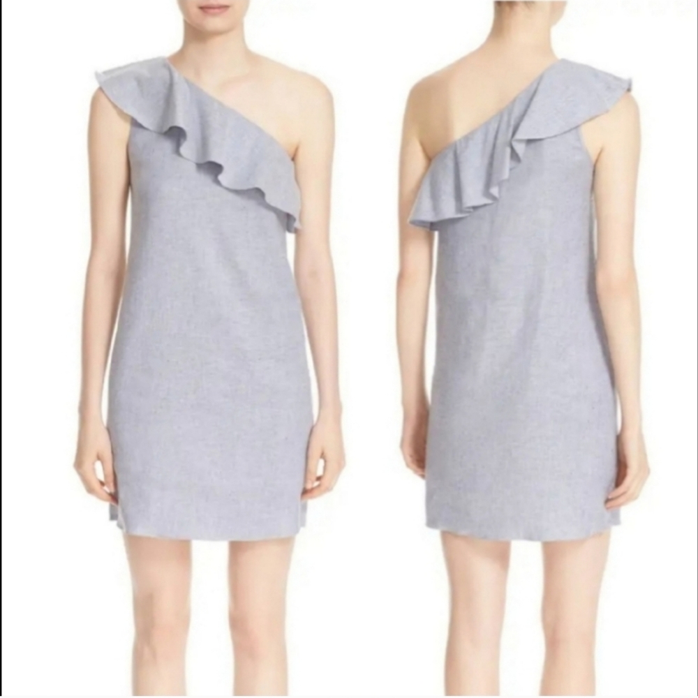 THEORY  Light Denim Ruffled Alexanda Dress - Picture 2 of 3